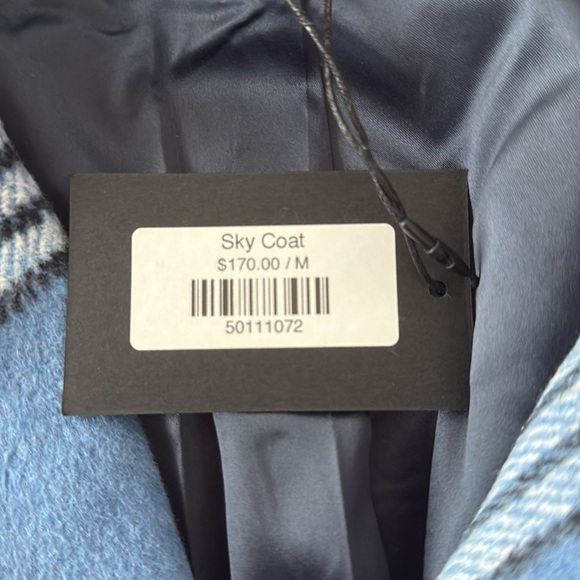 Knee length sky blue plaid coat, made by FRNCH, size M, tags on never worn - Picture 5 of 5